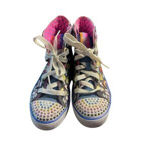 Skechers Girls Multicolor Twinkle Toes Light-Up Emoji High Top Sneakers Size 2